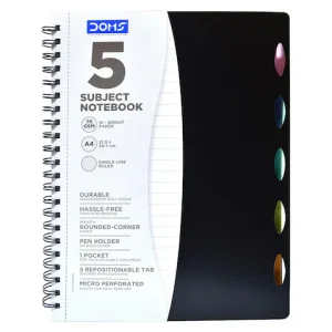 Doms 1783 B5 5 Subject Notebook 150 Sheets