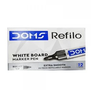 Doms Refilo White Board Marker Pen Bullet Tip Black – 12 Pieces