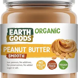 Earth Goods Organic Smooth Peanut Butter, 220g – Gluten-Free, 100% Natural