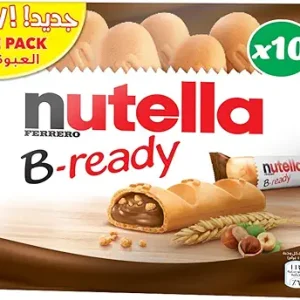 Nutella B-Ready, 220g (Pack of 10) – Crispy Wafer Filled with Nutella Hazelnut Spread