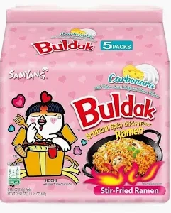 Samyang Buldak Carbonara Hot Chicken Flavour Ramen 130g Pack of 5