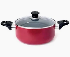 Royalford Aluminum Elegant Casserole Dish – 24cm (Glass Lid, Red)